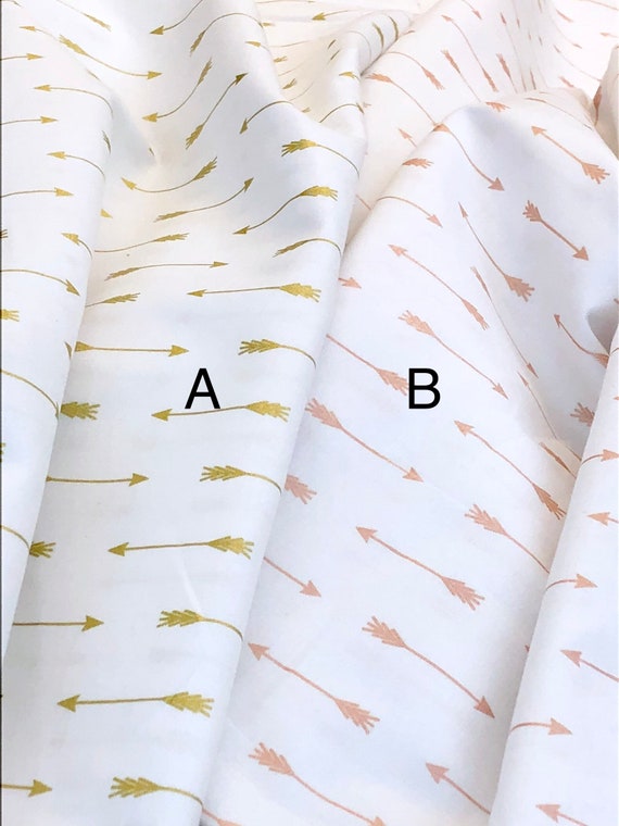 Arrow Geometric Sparkle Gold Rose Gold Cotton Fabric Etsy