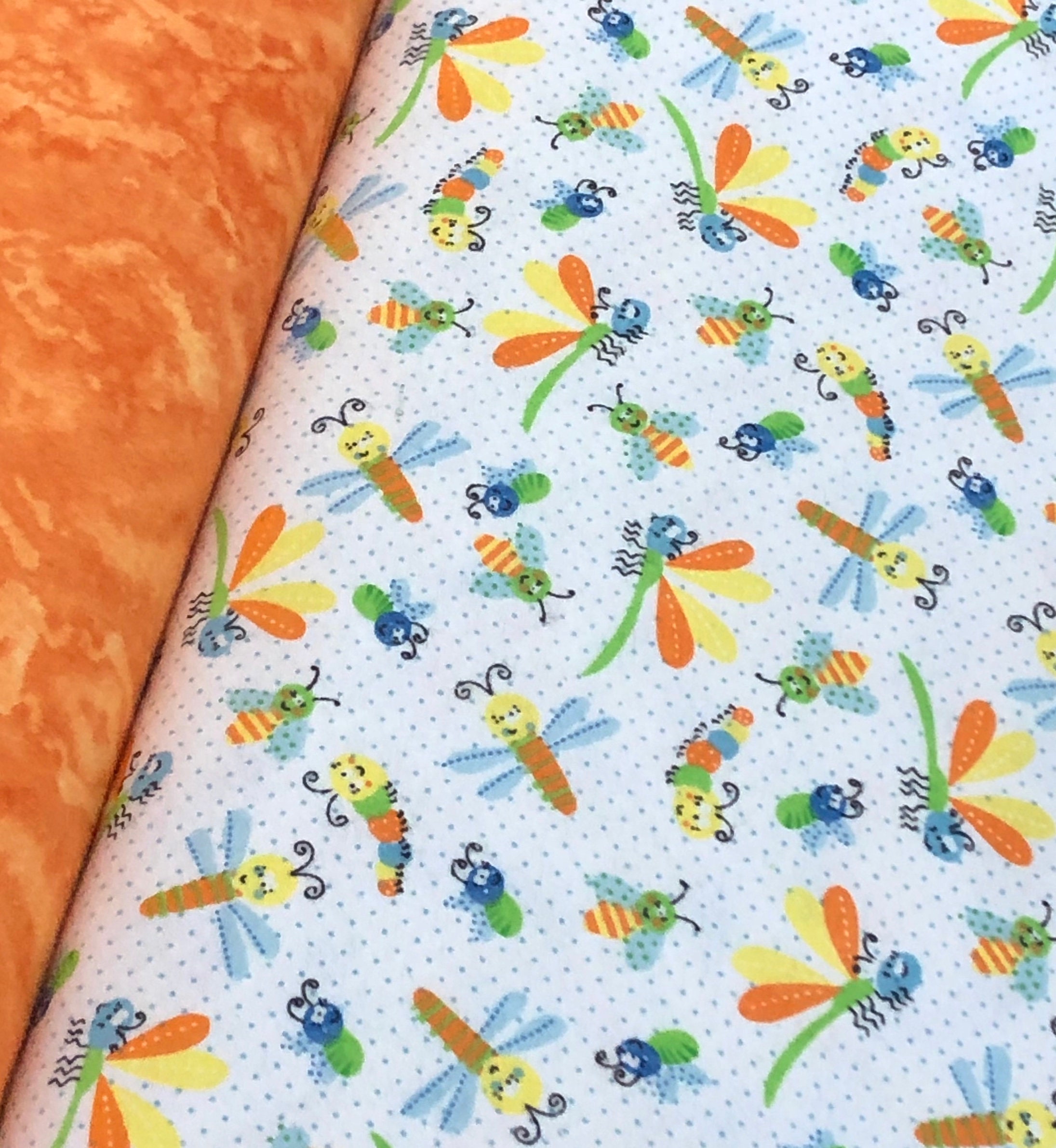 Butterfly dragonfly ladybug spider daisy flannel fabric Etsy