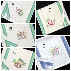 Fruit tea Towels, Embroidered fruit, kitchen Hand towel, fruit basket, spring Easter dish towel, cotton, washable, hook, Shower wedding gift