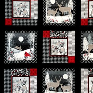 Midwinter Song Fabric Panel Deer Rabbit Cardinal Bird Holy - Etsy