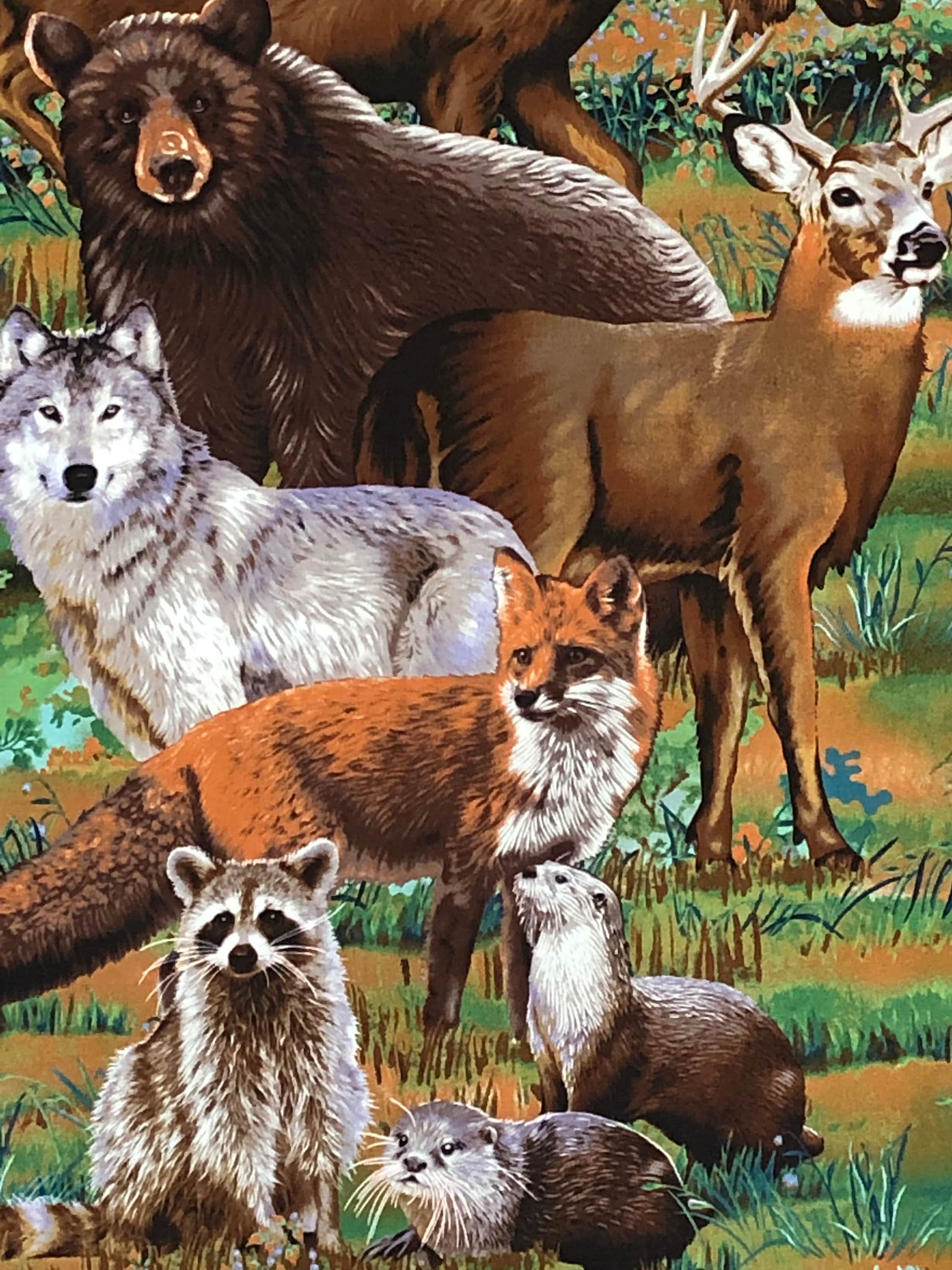 Woodland Wonders animal fabric panel wildlife cotton fabric Etsy