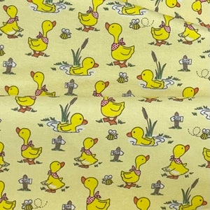 Yellow Duck honey bee Flannel, bubbles, yellow flannel,  sold by the yard, rubber duckies, blanket flannel, by AE Nathan
