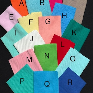 6 Ribbing 2 x 2 variety bundle, stretch fabric, 6&quot; x 46&quot; ea Rib knit binding, pink red green, cuffs waistband neckline t-shirts, USA seller