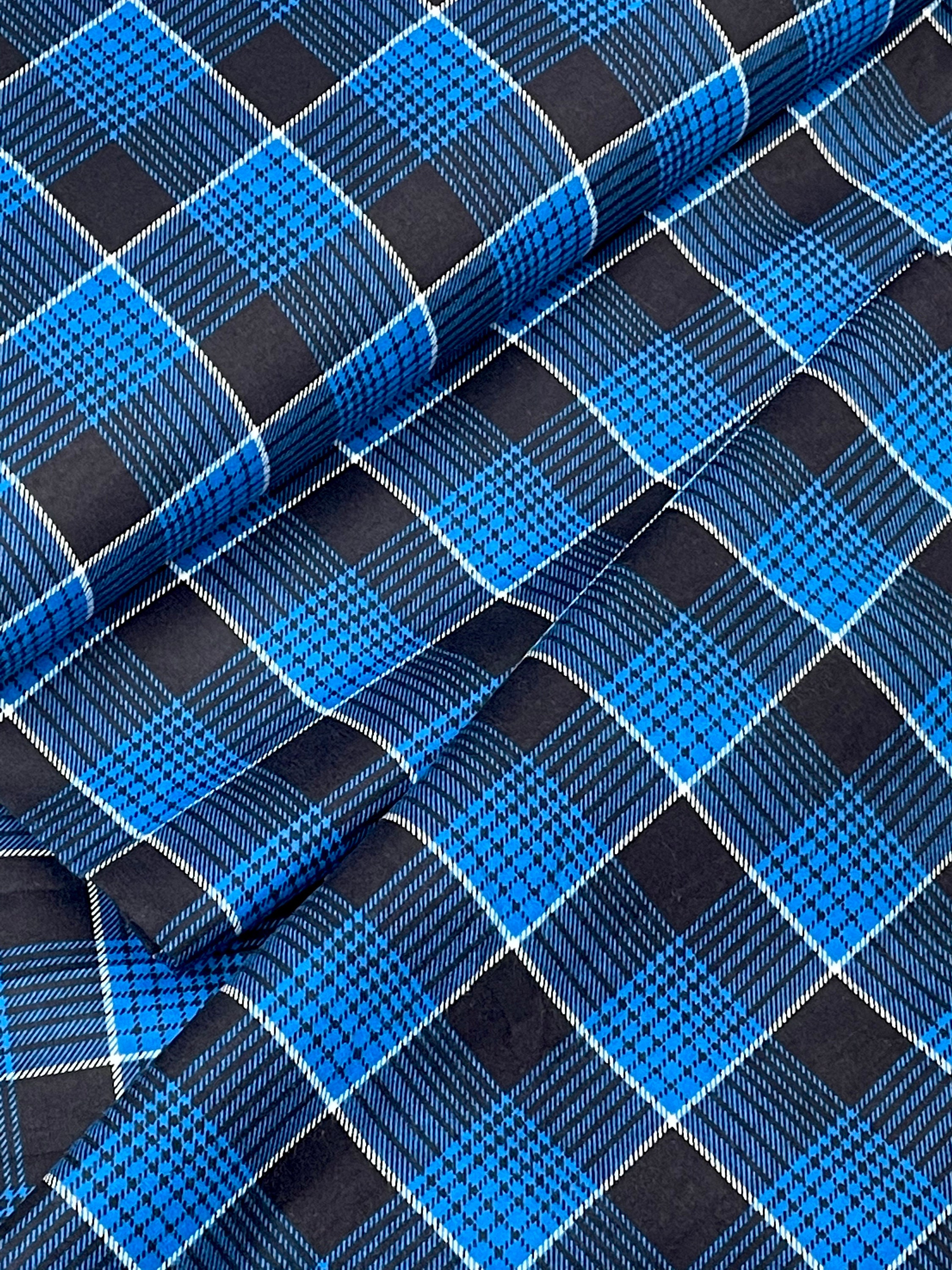 Dark Blue & Green Plaid Flannel From the Scrappensance Line by Kim Diehl. 