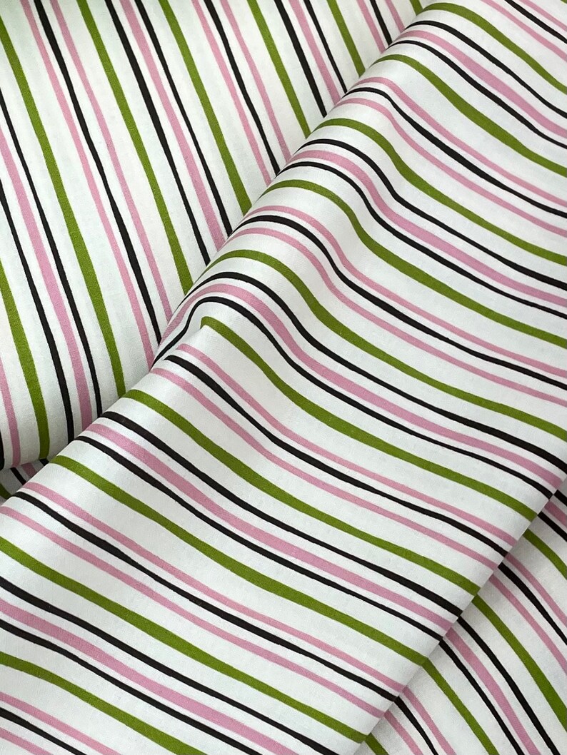 quilting fabric pink green flowers sold by the yard Floral pink lime green cotton broadcloth coordinates stripes