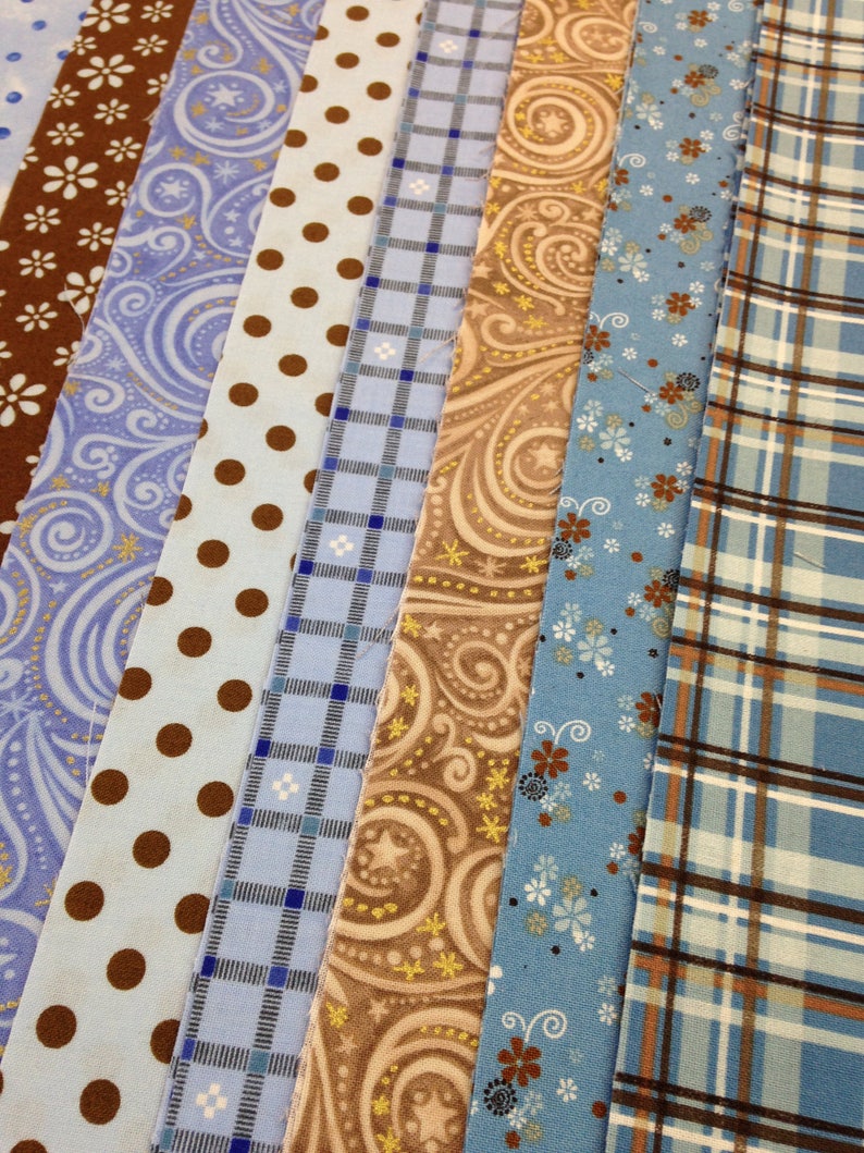 Jelly Roll Blue Brown Beige Floral Plaid Stripes Polka Dot | Etsy