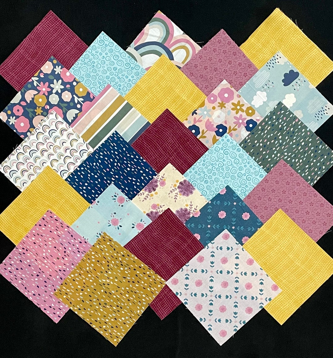 84 Floral Flower Colorful 7 Pre Cut Square Quilt Blocks Etsy