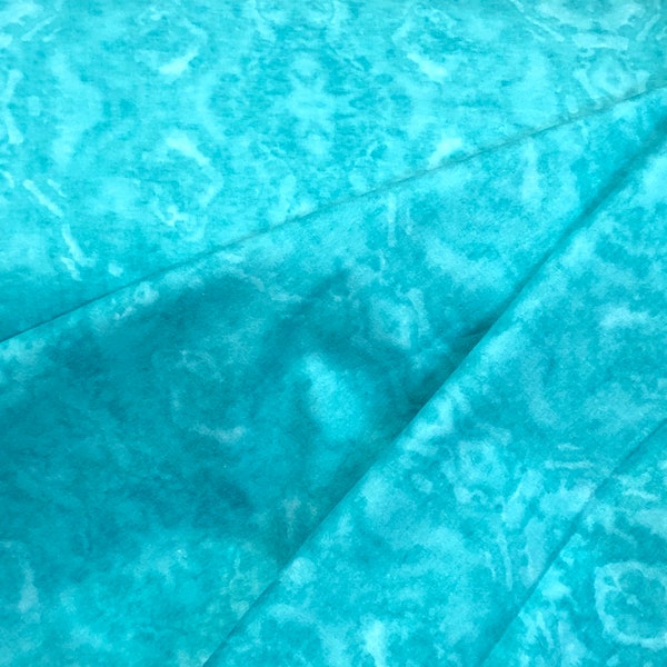 Aqua Marble, Flannel Quilt Fabric, baby blanket flannel, turquoise flannel, by the yard, 100% cotton, swirls