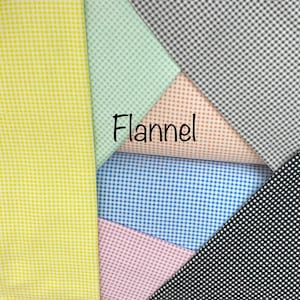 Gingham flannel Plaid check fabric, pink peach gray black yellow green, quilting flannel, baby blanket fabric, bedding, sold by the yard