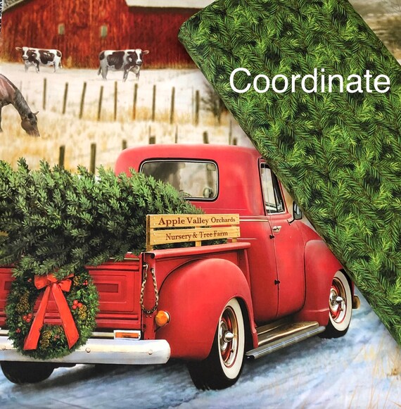pic Barn And Red Truck Fabric Panel etsy