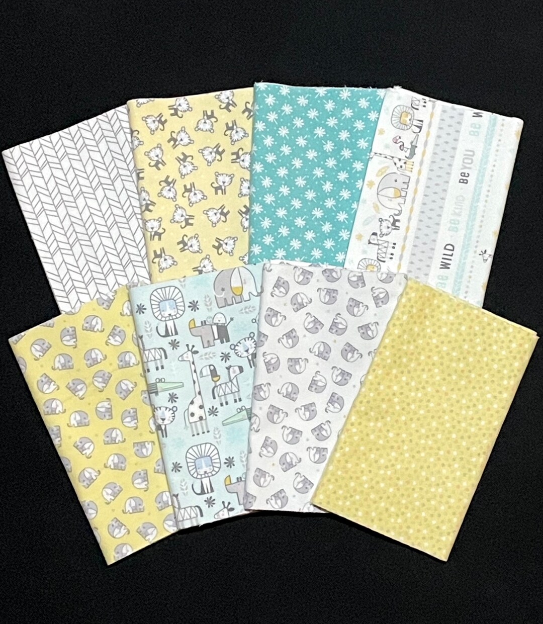 Snuggle in the Jungle Flannel 1/4 Yd Bundle, Elephant Zebra Giraffe