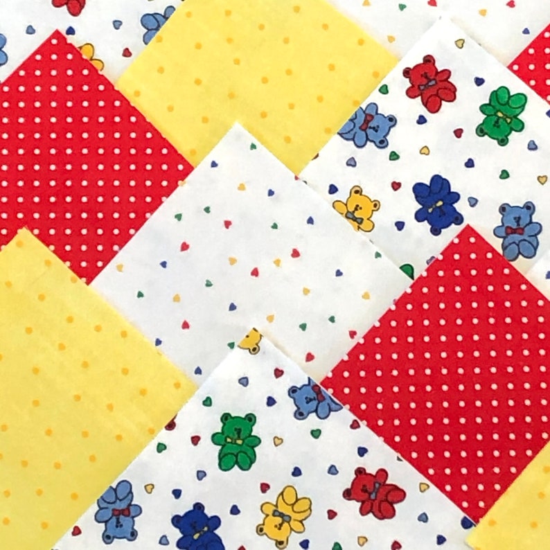 96 Teddy Bear Pre Cut Quilt Blocks 7 Squares Baby Rag Etsy