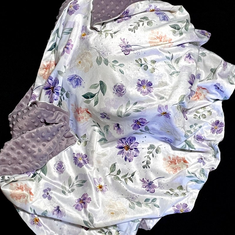 Bright Floral, Baby, Toddler or Adult Minky Blanket main image 1
