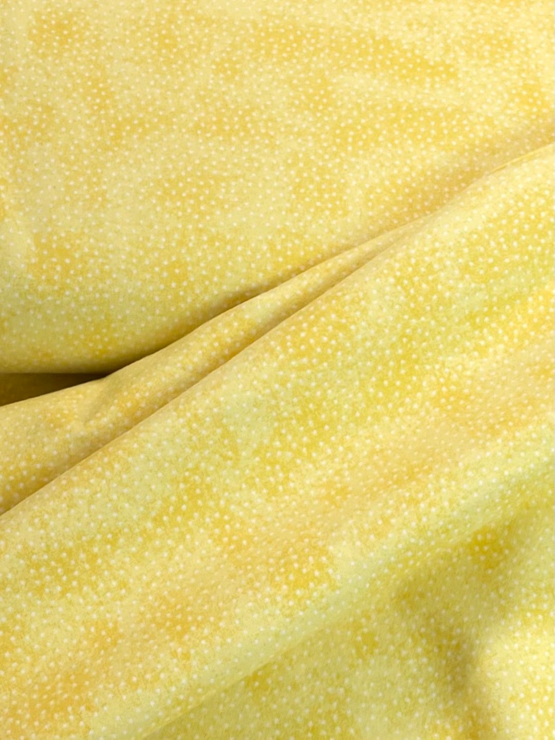 Yellow FLANNEL, Soft Quilt Blanket Fabric, Speckled White Yellow, Boy