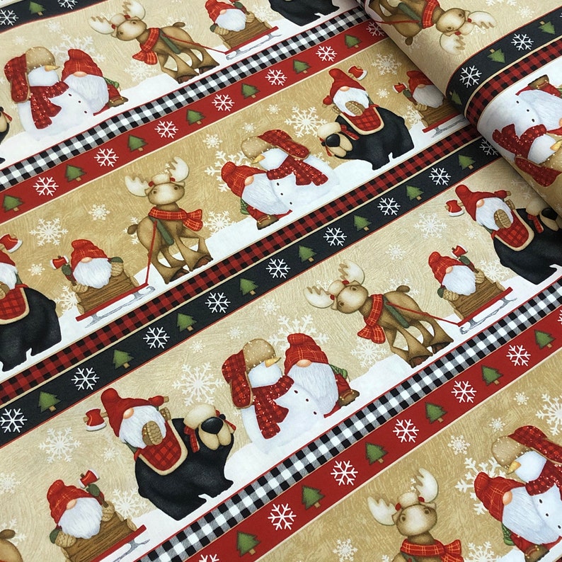 Timber Gnomies Fabric 100% Cotton Henry Glass Red Tan Black - Etsy