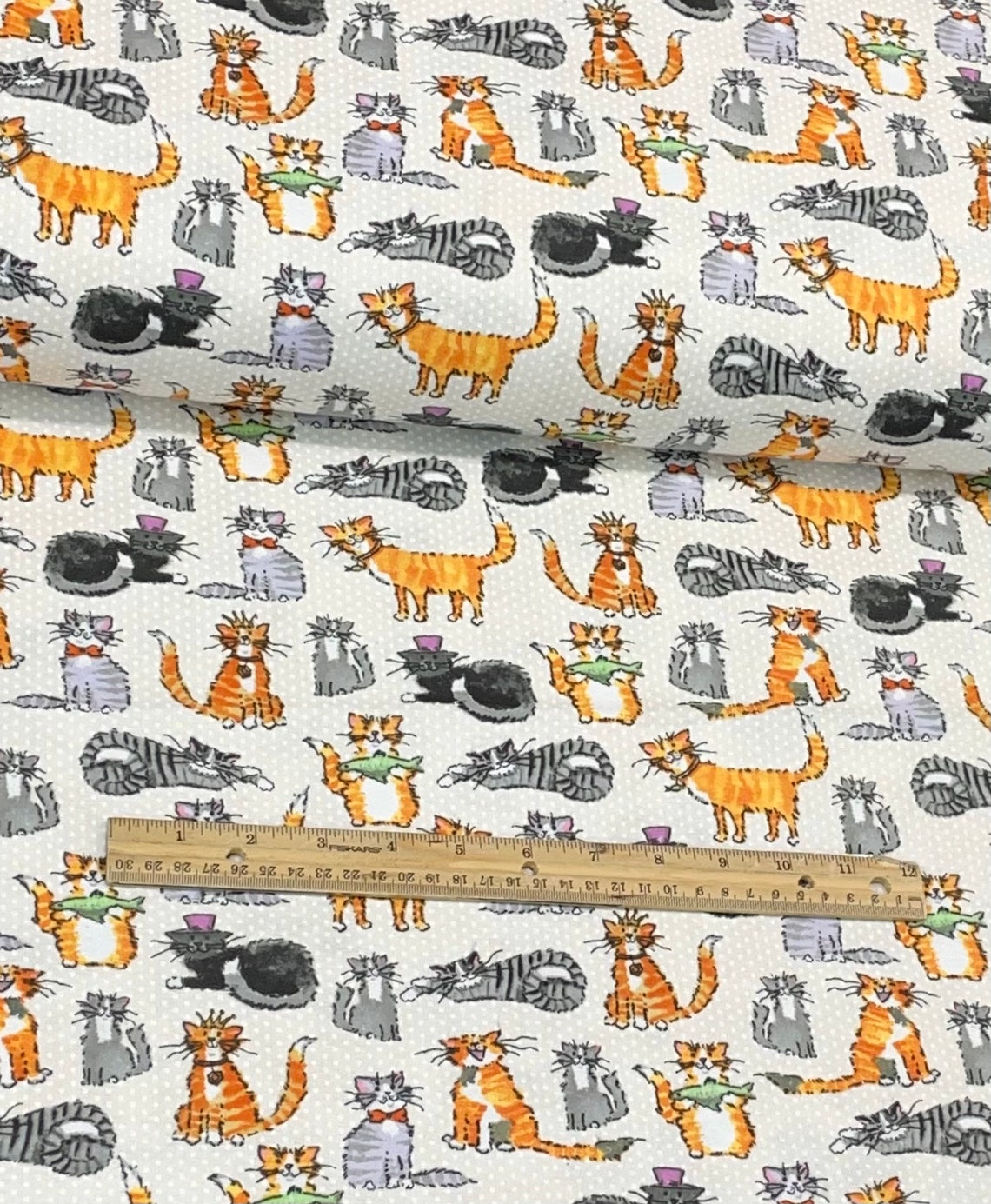 Kitty Cat Flannel Baby Flannel Tossed Cats Black Striped Etsy