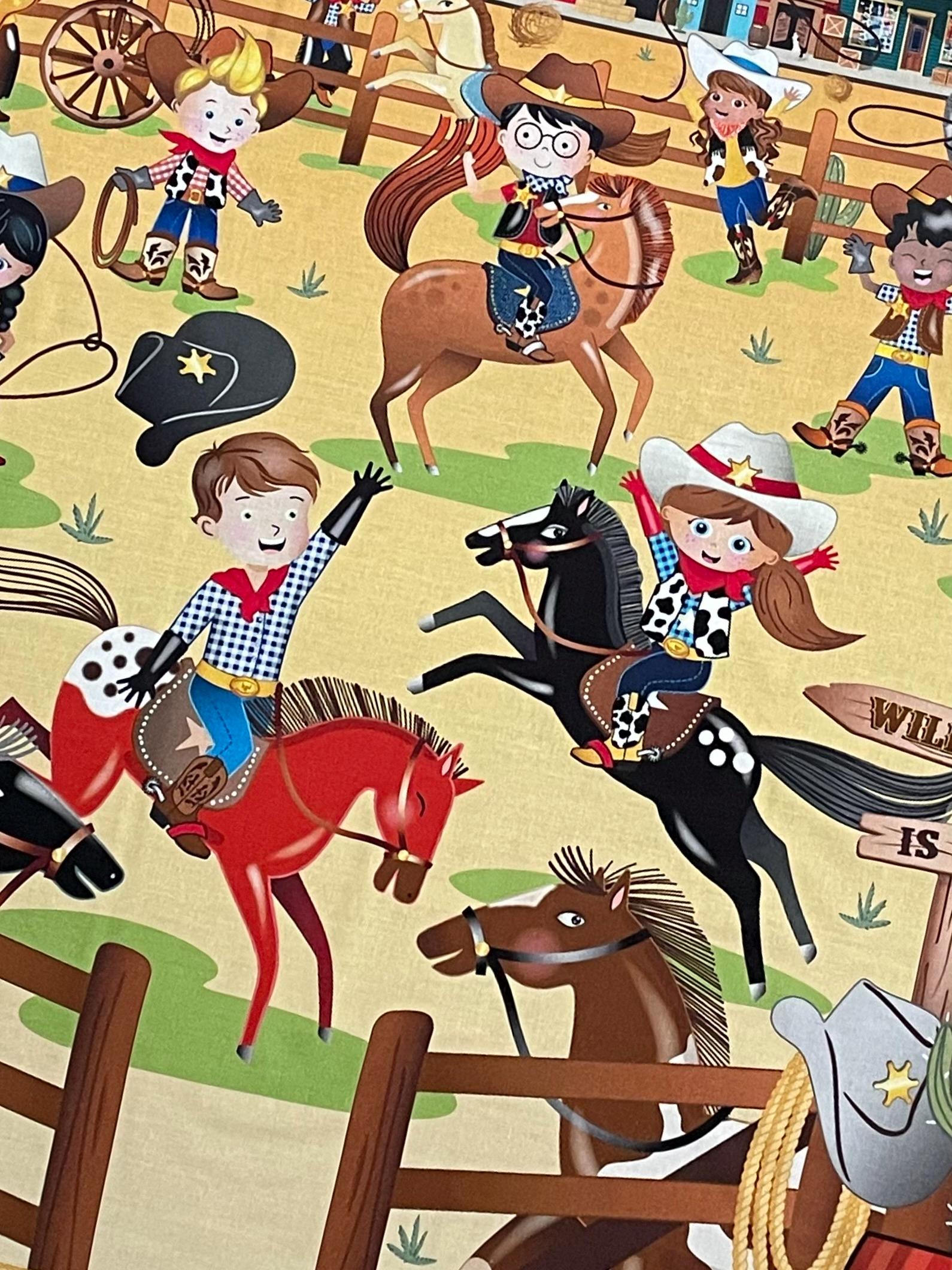 Panel Cowboy Lil Buckaroos Cowboy QUILT KIT, Rodeo Western Fabric Panel, Ranch ...