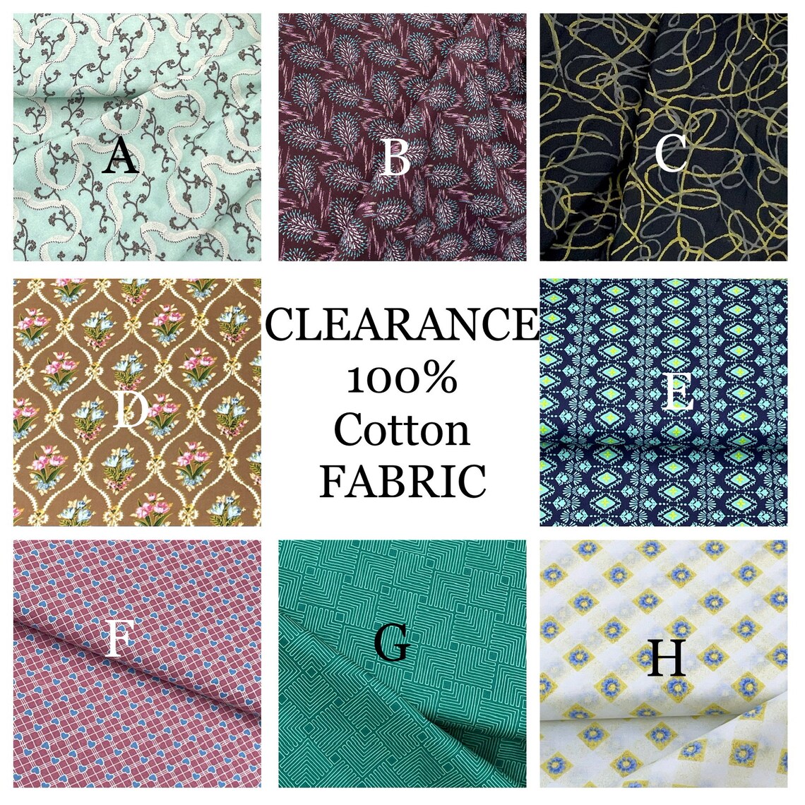 Clearance Cotton Quilt Craft Fabric 100 Percent Cotton Sold Etsy