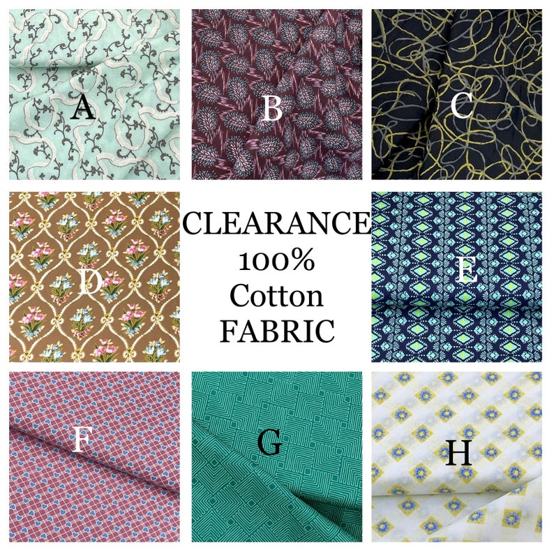 Clearance Cotton Quilt Craft Fabric 100 Percent Cotton Sold Etsy