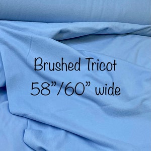 BRUSHED TRICOT blue fabric, soft baby blanket material, 100% polyester, 58&quot;to 60&quot; wide, soft touch, sold by the yard