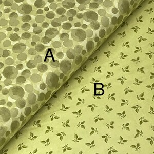 Tessuto per trapuntatura in cotone 100% con motivo Bumbleberries & Sensibility Woodland, sfumature di verde, foglie d'albero, cerchi, Lewis e Irene