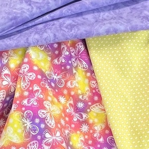 Franela de mariposa, franela coordinada de lavanda púrpura o amarilla, insectos, rosa naranja amarillo, tela de manta de bebé lavanda, cortada a medida