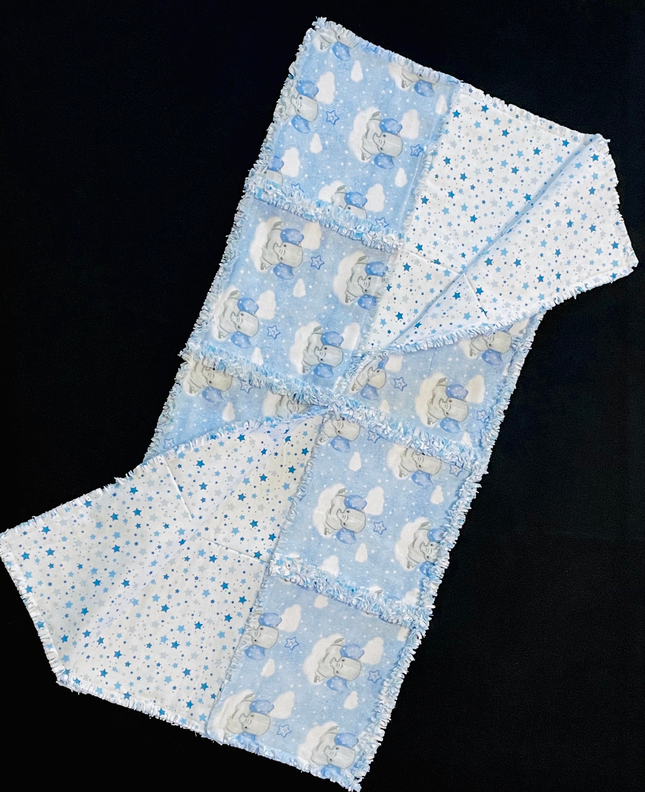 Blue Baby Elephant NO CUT Rag Quilt Flannel Fabric Bundle DIY Etsy