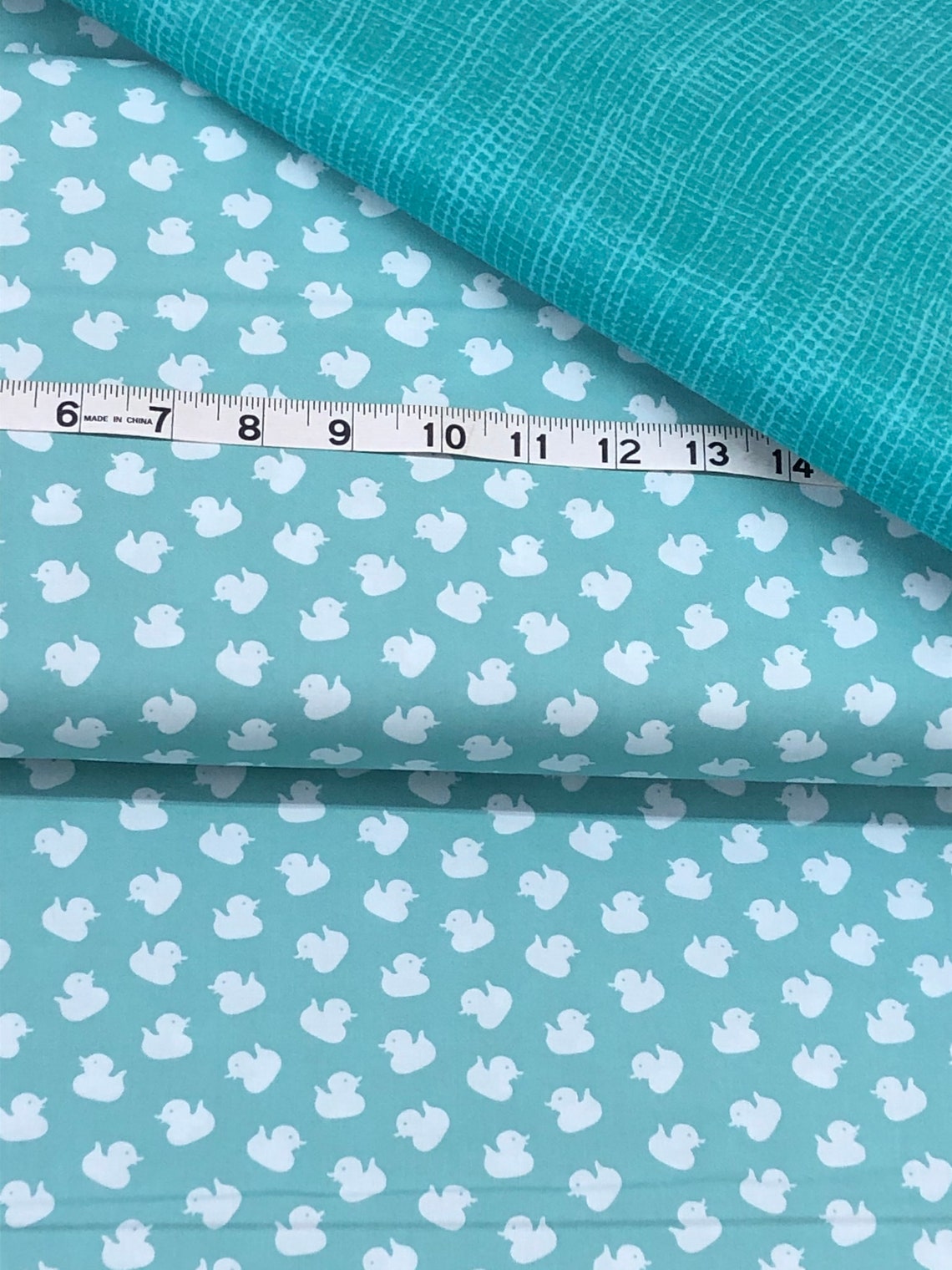 Duck Cotton Teal Fabric White Ducks Coordinate Mesh Fabric Etsy