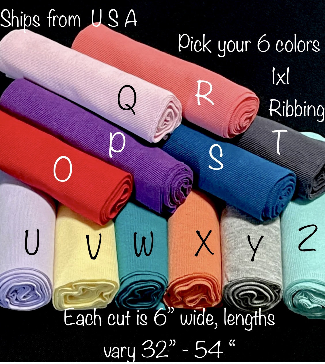 38 Colors Choose Ribbing 7.8 Length 20 X 120cm Ribbing and Binding Knit  Fabric for Neckline, Cuffs, Hems 