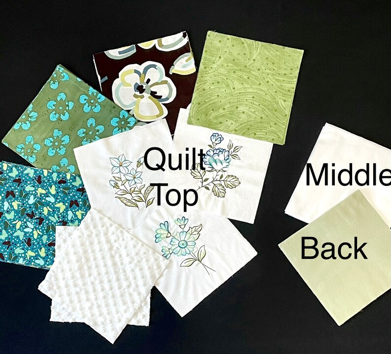 Floral Flower Rag Quilt or Kit Pre Cut -3 Layers, Embroidered Flowers ...