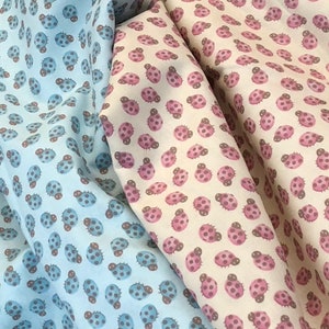 Ladybug Woodland animals, Forest Friends, lady bug pink, blue, by Studio E Fabrics Sold by the yard