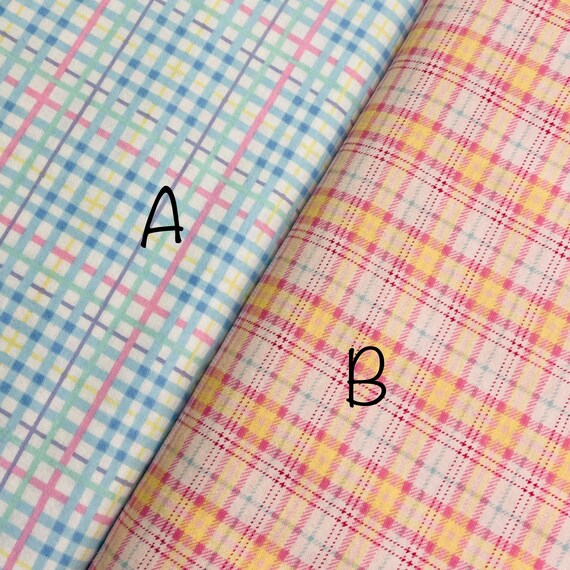 Plaid Flannel Fabric Blue Purple Yellow or Pink Yellow or - Etsy