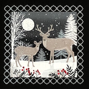 Midwinter Song Fabric Panel Deer Rabbit Cardinal Bird Holy - Etsy