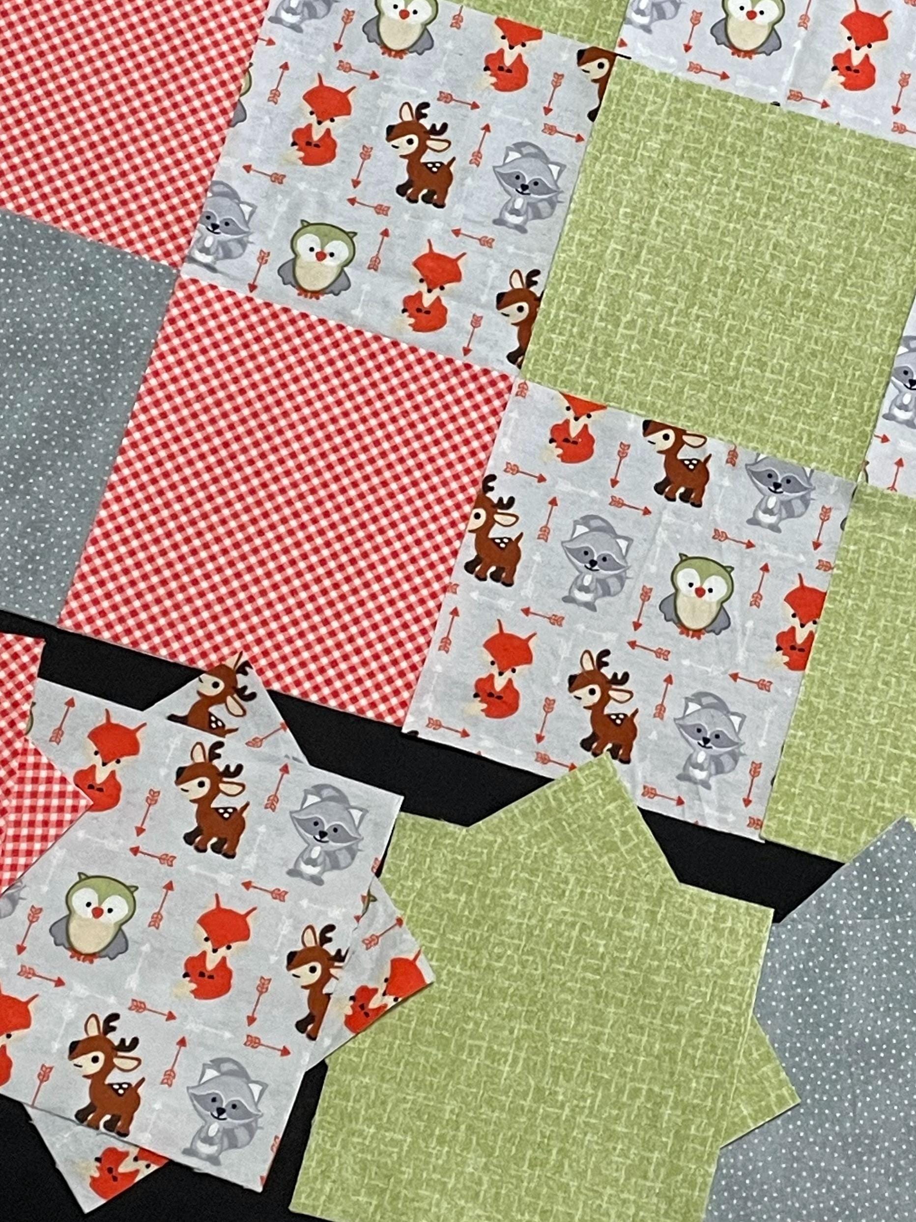 Woodland Forest Animal Rag Quilt Kit 96 Pre Cut 7