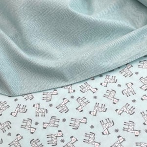Zebra and Little Lambies flannel Fabric coordinate, baby, soft aqua blue, woolies by Maywood studio , Snuggle in the Jungle by Benartex