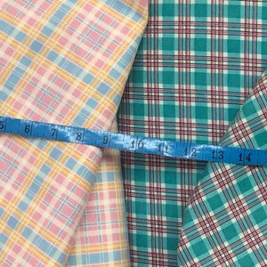 Plaid Flannel fabric, blue, teal, pink, yellow, purple 100% plaid cotton flannel, approx 44" wide, perfect for baby image 2