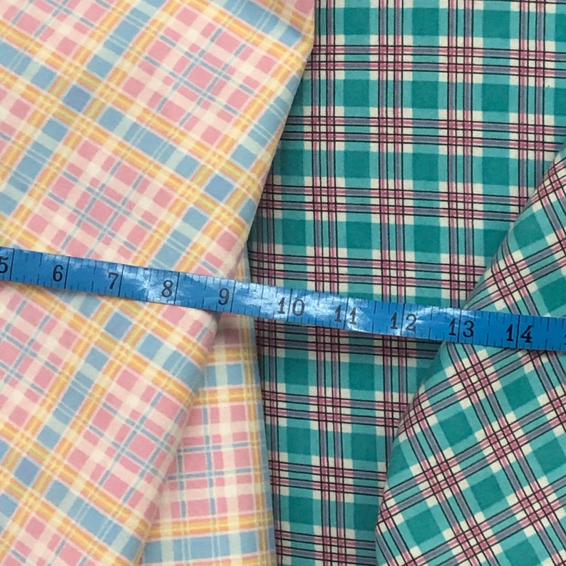 Plaid Flannel fabric, blue, teal, pink, yellow, purple 100% plaid cotton flannel, approx 44" wide, perfect for baby image 2