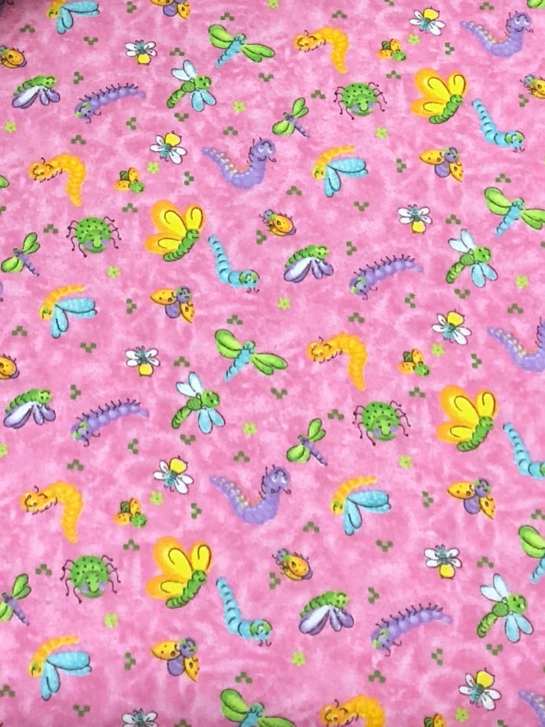 Butterfly Dragonfly Ladybug Spider Daisy Flannel Fabric Etsy
