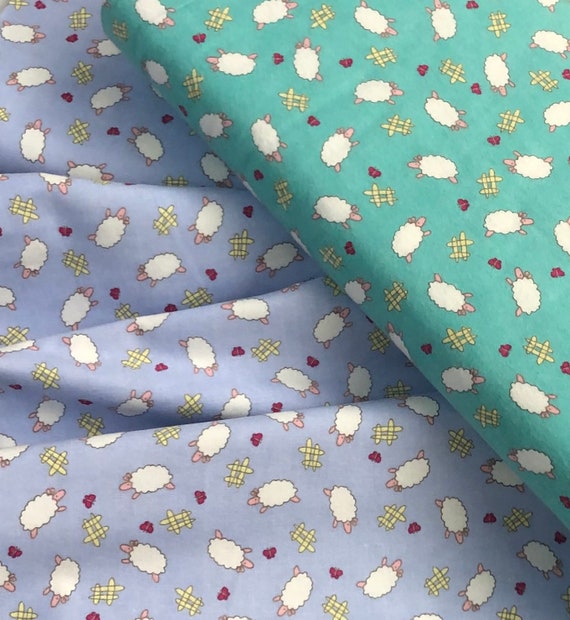 Blue Turquoise Sheep Flannel Fabric Top Quality Baby Flannel