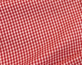 Plaid check gingham cotton fabric, red white fabric, quilting, sold by the yard