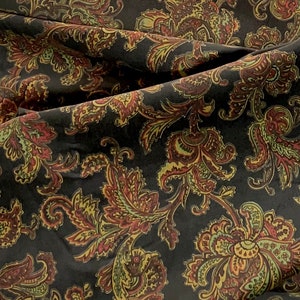 Velvet, Flowers on dark brown, Designer Velvet, rust green Floral pattern