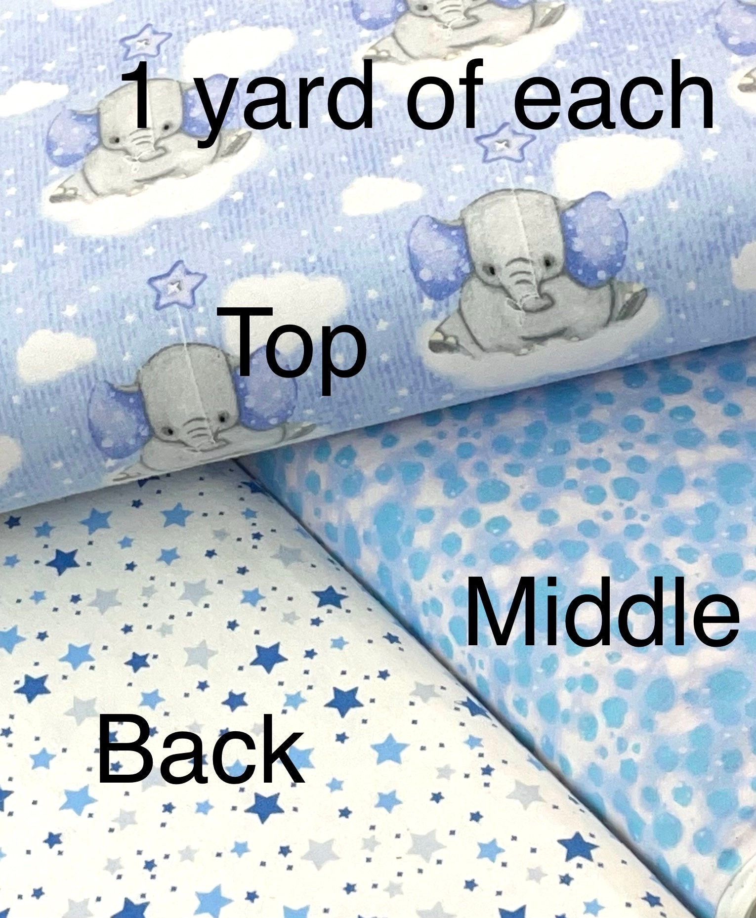 Blue Baby Elephant NO CUT Rag Quilt Flannel Fabric Bundle DIY Etsy