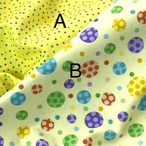 polka dot circle soft yellow flannel fabric, Easter eggs, balls, baby blanket material, by the yard choose pink or blue