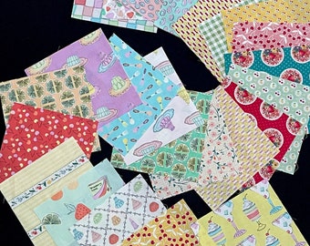 ブロックキルト 42 春の赤、黄、緑、紫の 7 インチのプレカットキルトブロックスクエア