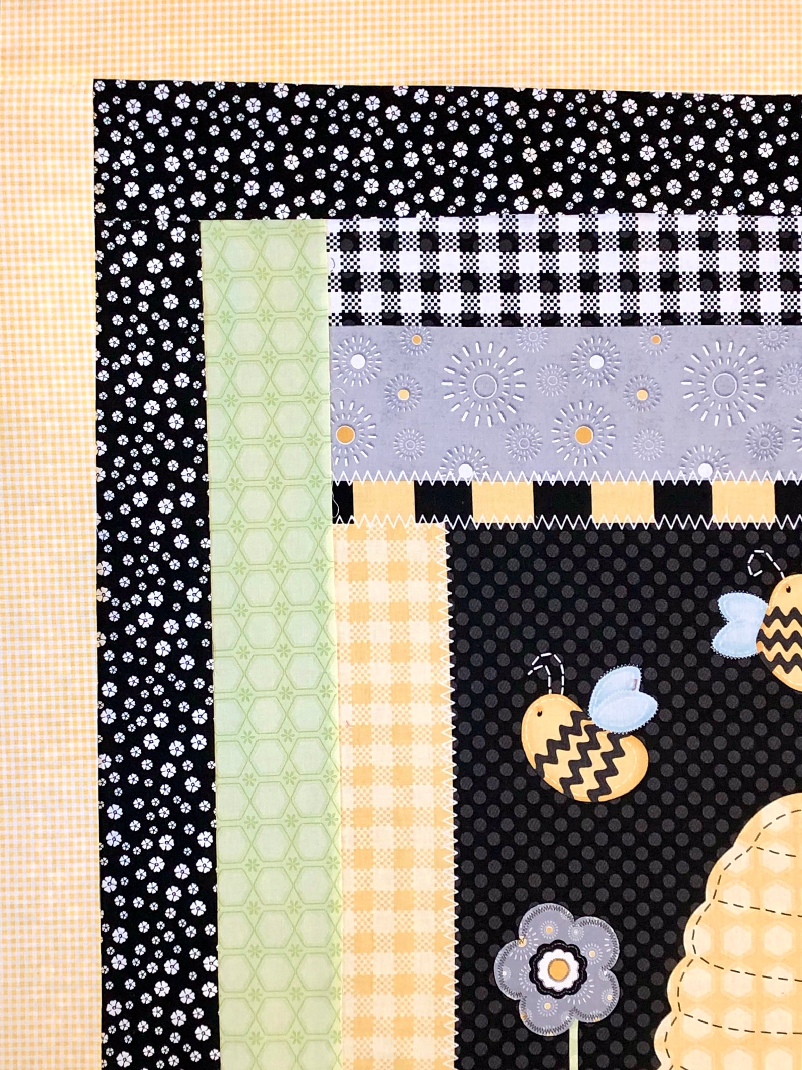 Honey Bee Quilt Kit Yellow Black Green Gray Beehive Etsy