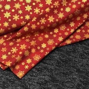 Metallic gold red Snowflake, Cat-i-tude Christmas Playful Flakes, sliver black shimmer Christmas Holiday, black sparkle, sold by the yard