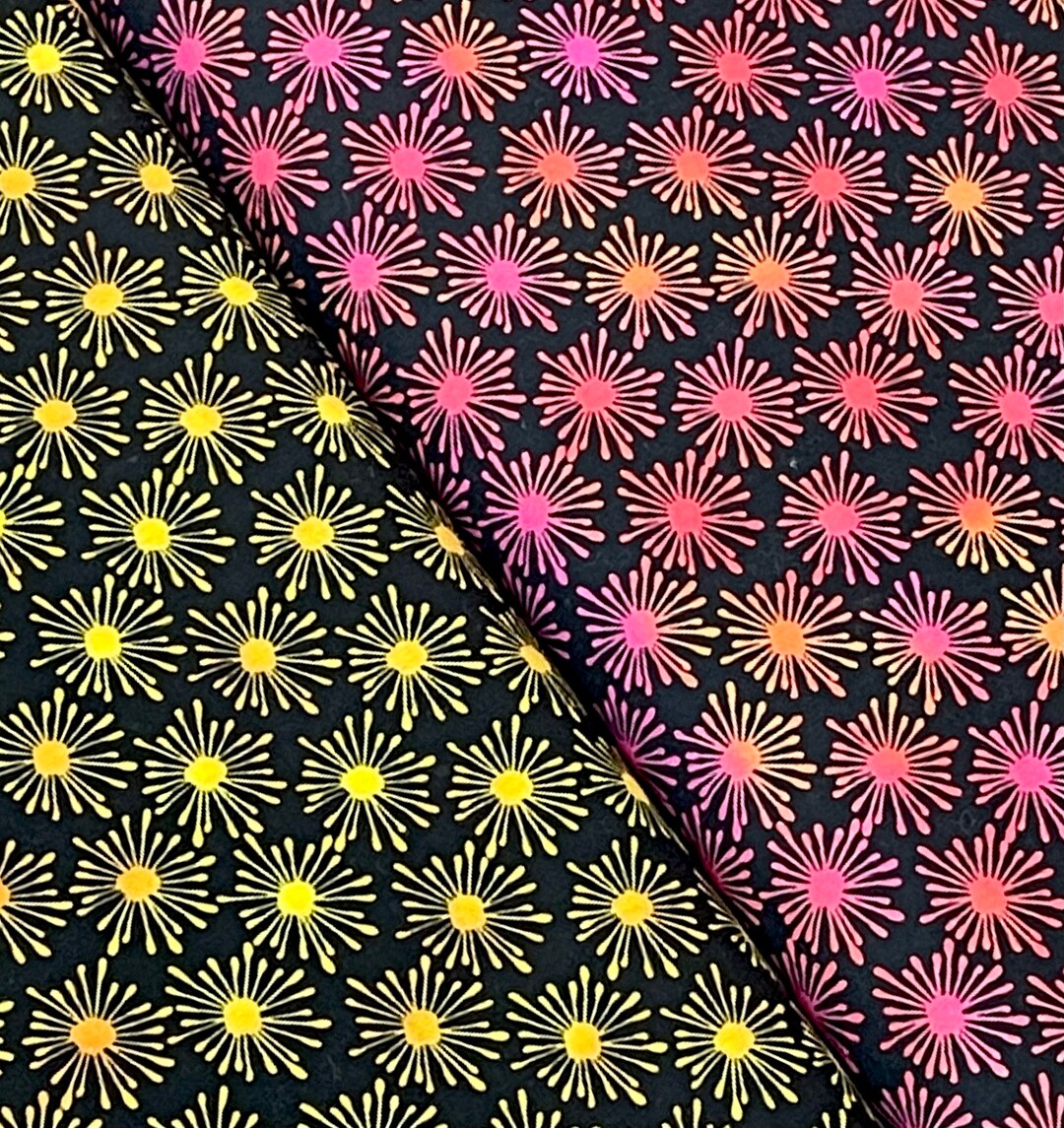 Pink Yellow Unusual Garden, in the Beginning Fabric, Floral Flowers ...