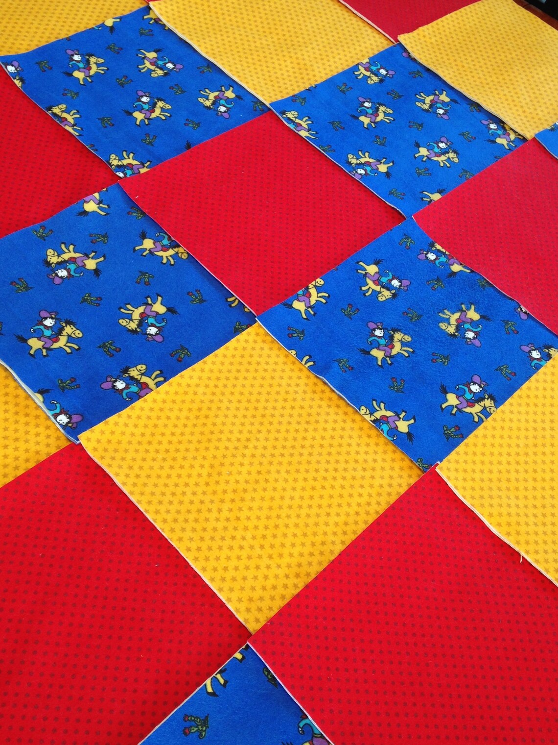 75 Cowboy Rodeo Pre Cut Rag Quilt Kit 8