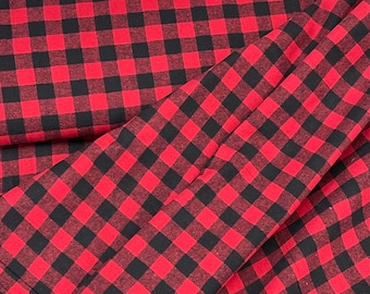 58" Plaid flannel, red black, blue black, medium plaid checks, Buffalo plaid, designer plaid fabric, Quilt back, cotton, Sold by the yard