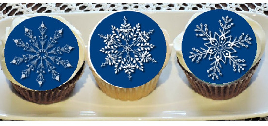 Winter Frozen Snowflakes Edible Cake Border - Set of 3 Strips